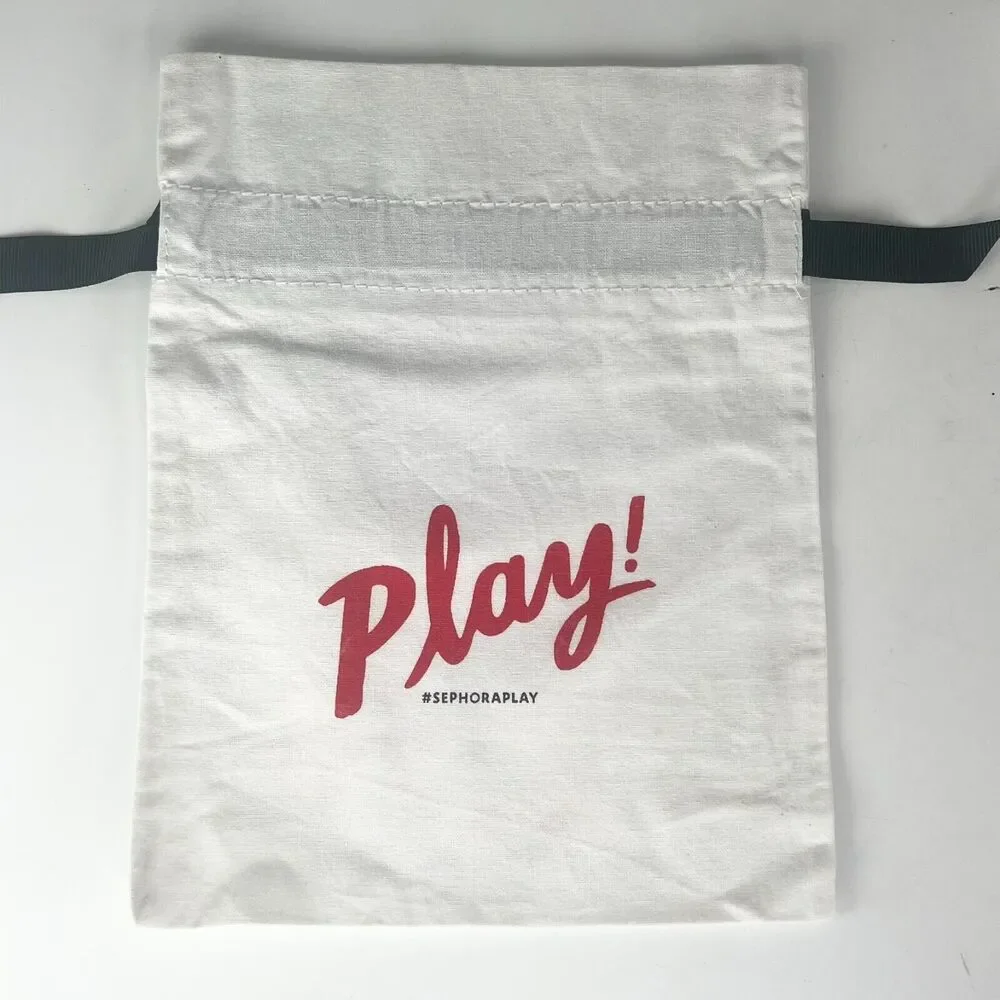 Sephora Play! Drawstring Cloth MakeUp Delicates Travel Bag White Red Black New